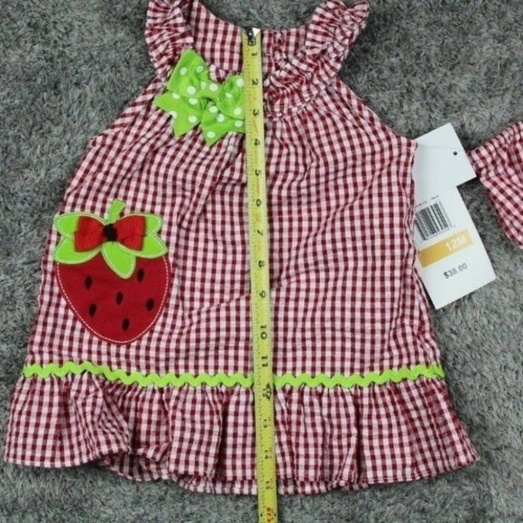 Rare Editions Baby Girls Strawberry Gingham Seersucker Dress Size 12M - Picture 7 of 8